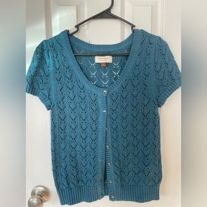 Teal Short Sleeve Cardigan